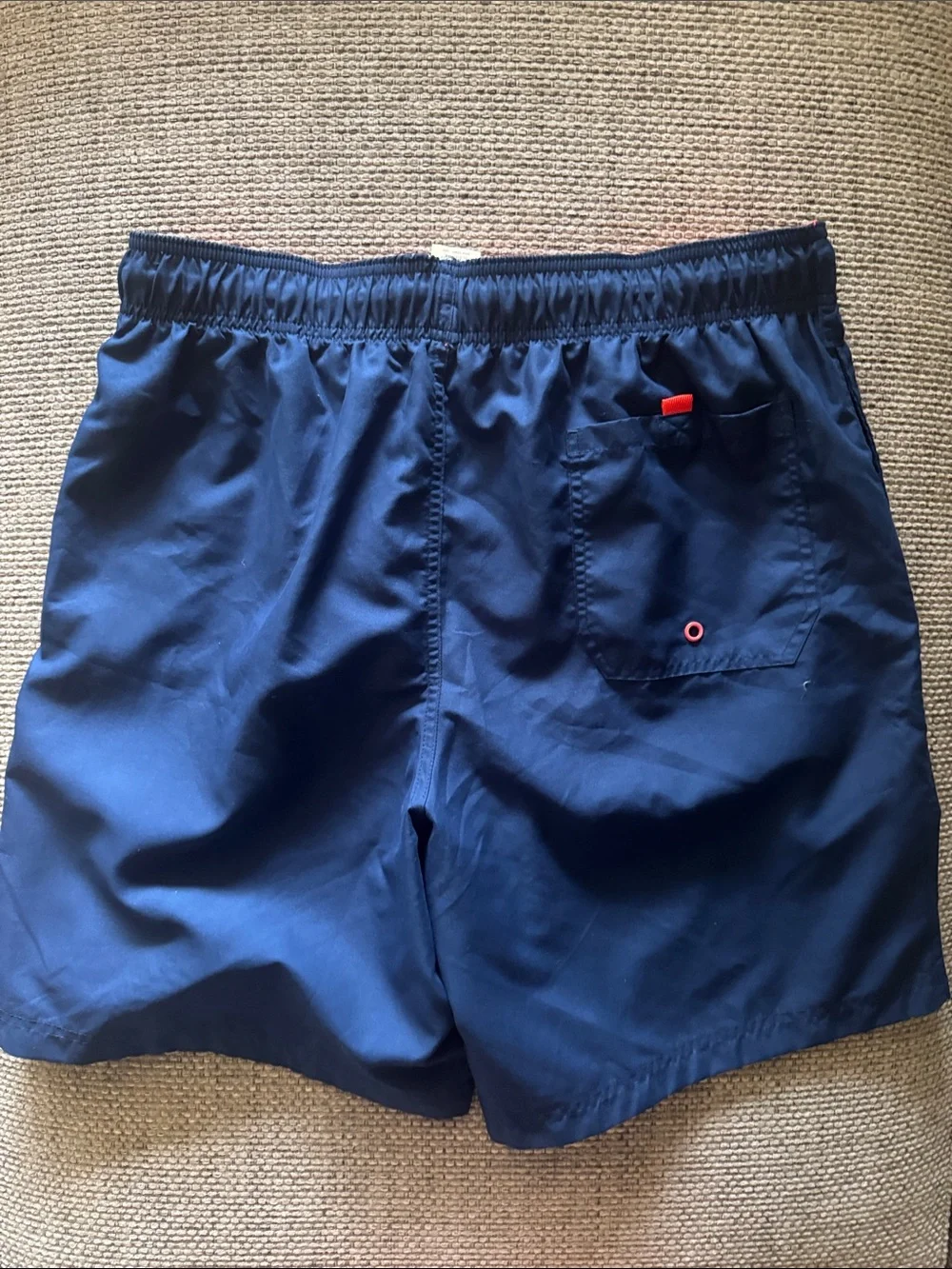 Faded Glory Navy Swim Trunks with Red Accents